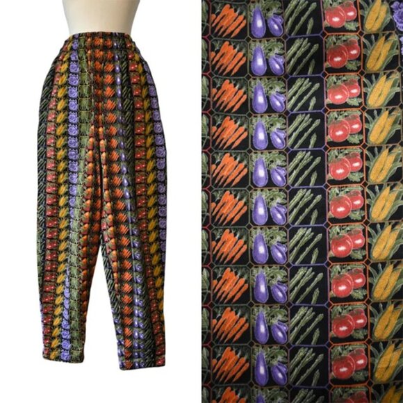 Chefwear Pants - Vintage 80's Rare Chefwear Pants, Novelty Vegetables Print, Size M, Pristine